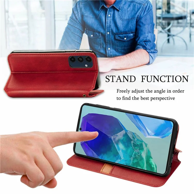 For Samsung Galaxy S24 FE Case Rhombus Imprint PU Leather Wallet Phone Cover