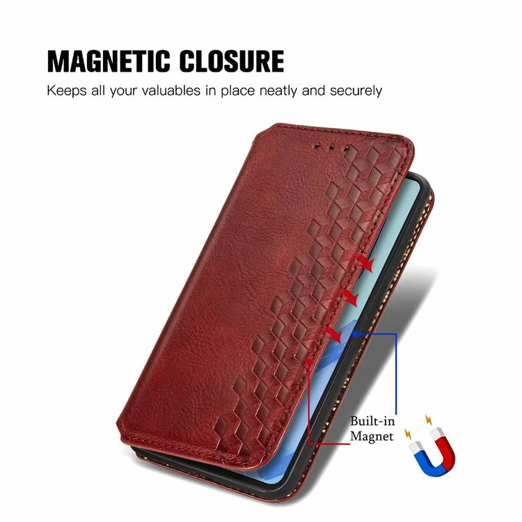 For Samsung Galaxy S24 FE Case Rhombus Imprint PU Leather Wallet Phone Cover