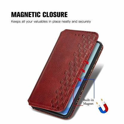 For Samsung Galaxy S24 FE Case Rhombus Imprint PU Leather Wallet Phone Cover