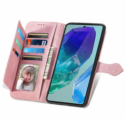 For Samsung Galaxy S24 FE Case Zipper Wallet PU Leather Flower Imprint Phone Cover
