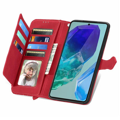 For Samsung Galaxy S24 FE Case Zipper Wallet PU Leather Flower Imprint Phone Cover