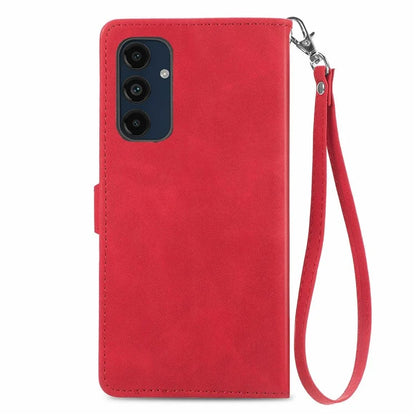 For Samsung Galaxy S24 FE Case Zipper Wallet PU Leather Flower Imprint Phone Cover