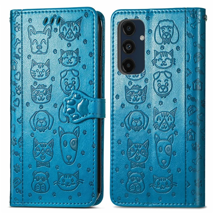 For Samsung Galaxy S24 FE Case Leather Wallet Flip Phone Cover Cute Cat Dog Pattern