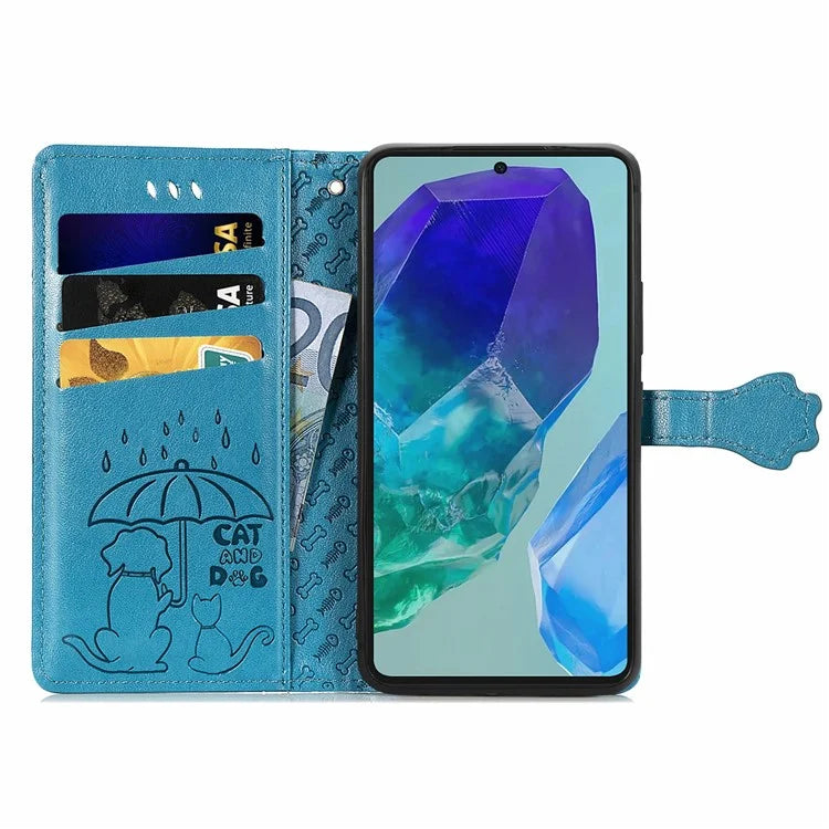 For Samsung Galaxy S24 FE Case Leather Wallet Flip Phone Cover Cute Cat Dog Pattern