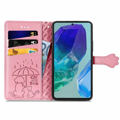 For Samsung Galaxy S24 FE Case Leather Wallet Flip Phone Cover Cute Cat Dog Pattern