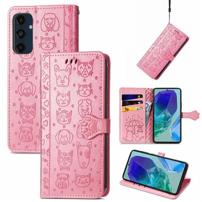 For Samsung Galaxy S24 FE Case Leather Wallet Flip Phone Cover Cute Cat Dog Pattern