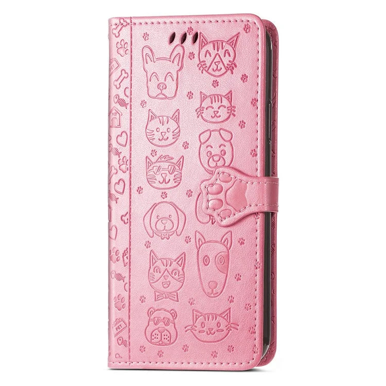 For Samsung Galaxy S24 FE Case Leather Wallet Flip Phone Cover Cute Cat Dog Pattern