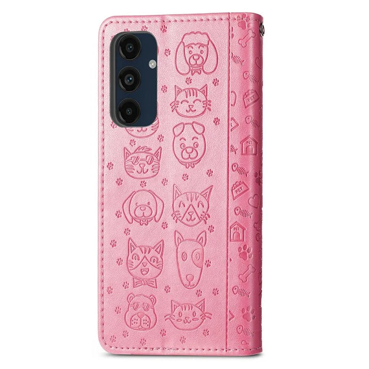 For Samsung Galaxy S24 FE Case Leather Wallet Flip Phone Cover Cute Cat Dog Pattern