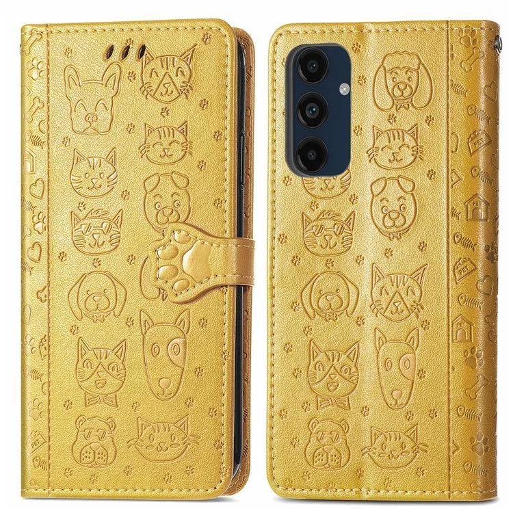For Samsung Galaxy S24 FE Case Leather Wallet Flip Phone Cover Cute Cat Dog Pattern