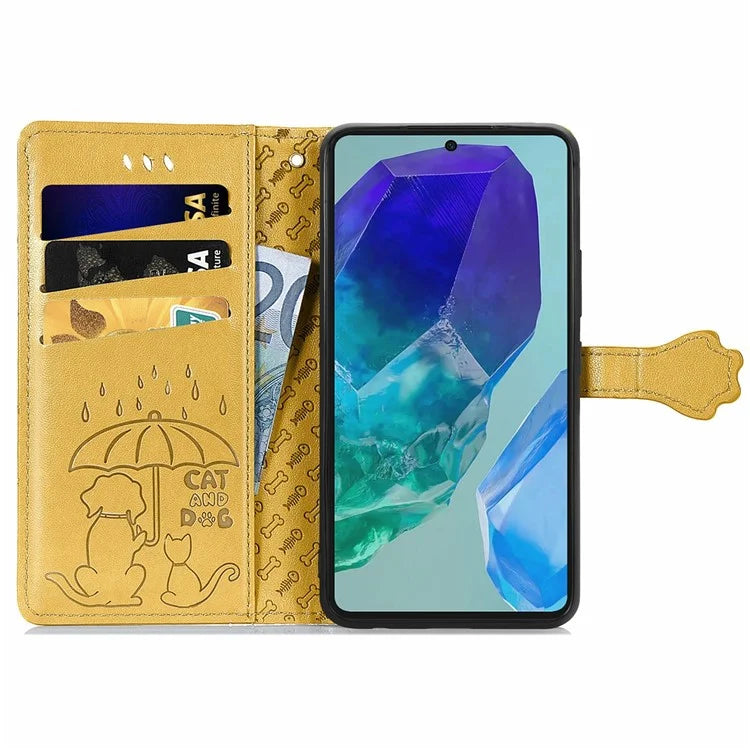 For Samsung Galaxy S24 FE Case Leather Wallet Flip Phone Cover Cute Cat Dog Pattern
