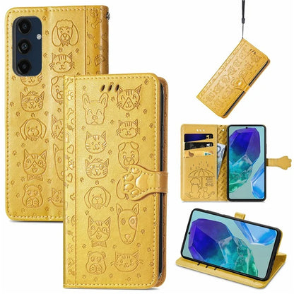 For Samsung Galaxy S24 FE Case Leather Wallet Flip Phone Cover Cute Cat Dog Pattern