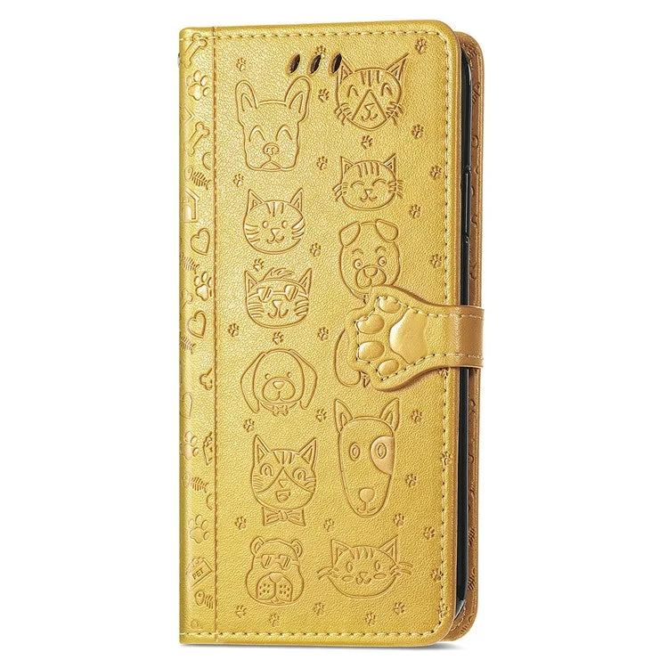 For Samsung Galaxy S24 FE Case Leather Wallet Flip Phone Cover Cute Cat Dog Pattern