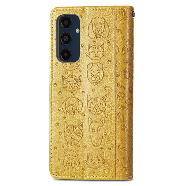 For Samsung Galaxy S24 FE Case Leather Wallet Flip Phone Cover Cute Cat Dog Pattern