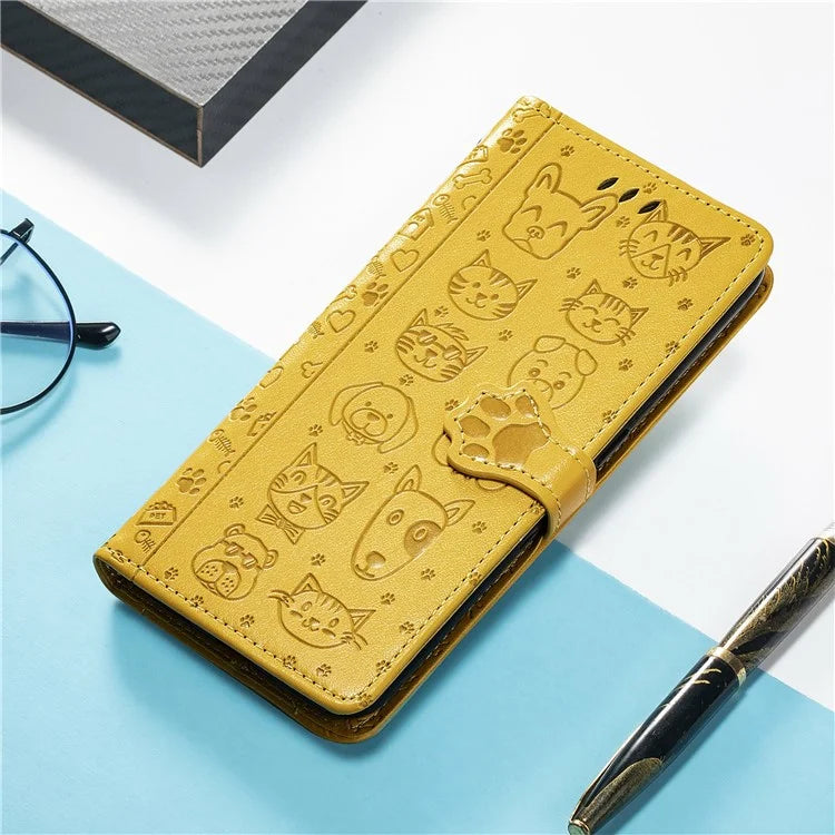 For Samsung Galaxy S24 FE Case Leather Wallet Flip Phone Cover Cute Cat Dog Pattern