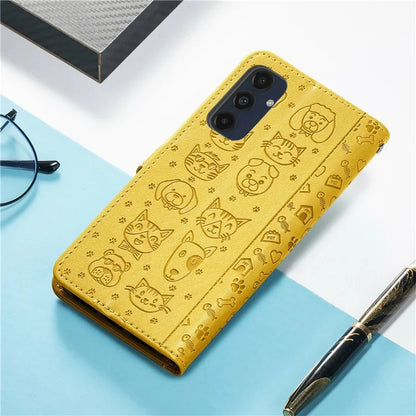 For Samsung Galaxy S24 FE Case Leather Wallet Flip Phone Cover Cute Cat Dog Pattern