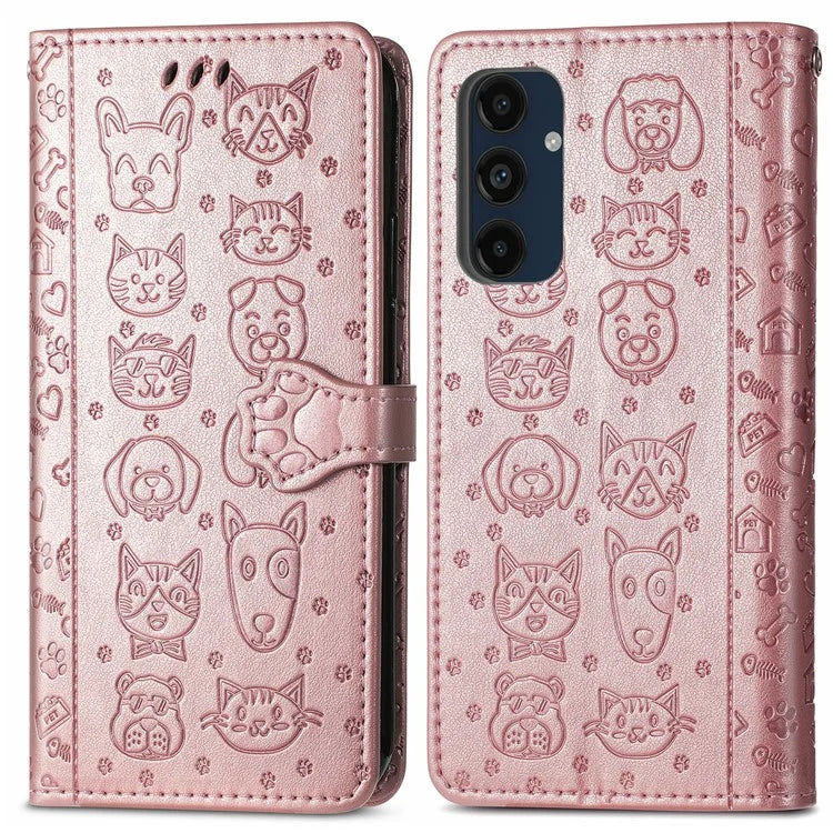 For Samsung Galaxy S24 FE Case Leather Wallet Flip Phone Cover Cute Cat Dog Pattern