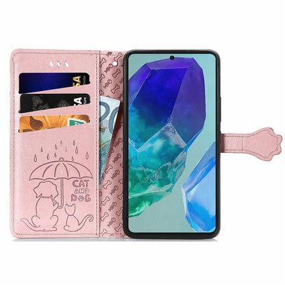 For Samsung Galaxy S24 FE Case Leather Wallet Flip Phone Cover Cute Cat Dog Pattern
