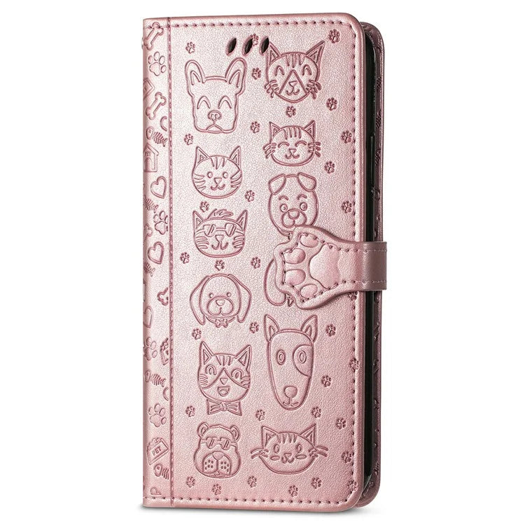 For Samsung Galaxy S24 FE Case Leather Wallet Flip Phone Cover Cute Cat Dog Pattern