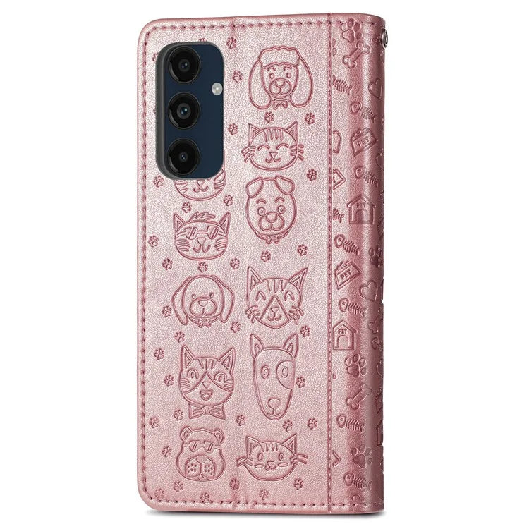 For Samsung Galaxy S24 FE Case Leather Wallet Flip Phone Cover Cute Cat Dog Pattern