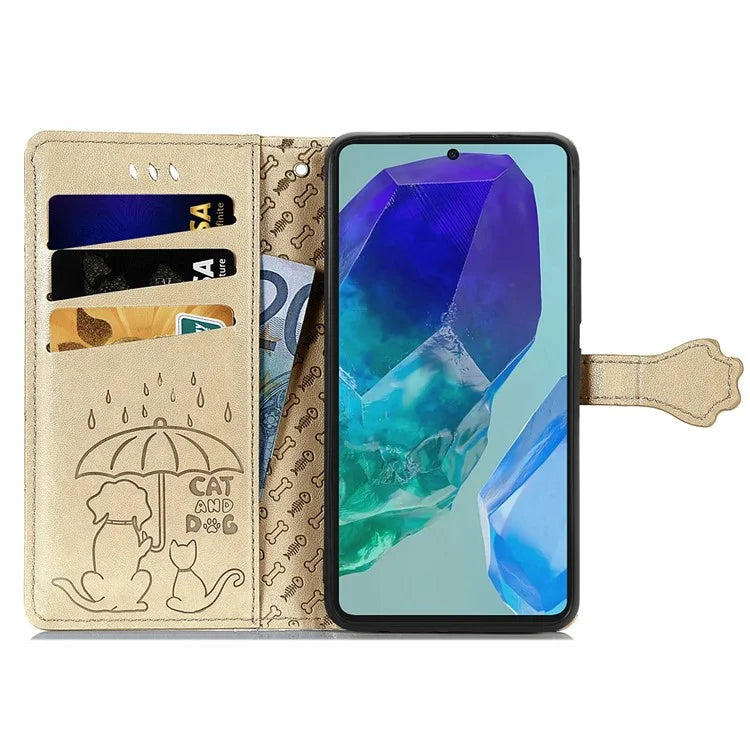 For Samsung Galaxy S24 FE Case Leather Wallet Flip Phone Cover Cute Cat Dog Pattern
