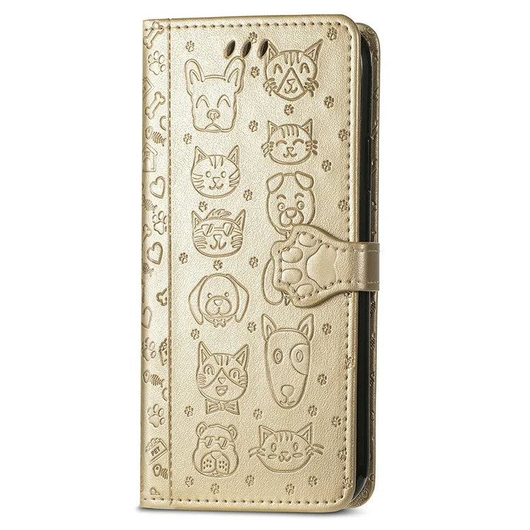For Samsung Galaxy S24 FE Case Leather Wallet Flip Phone Cover Cute Cat Dog Pattern