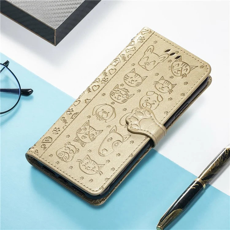 For Samsung Galaxy S24 FE Case Leather Wallet Flip Phone Cover Cute Cat Dog Pattern