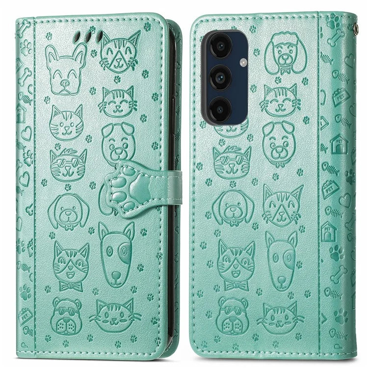 For Samsung Galaxy S24 FE Case Leather Wallet Flip Phone Cover Cute Cat Dog Pattern