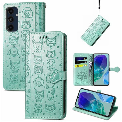 For Samsung Galaxy S24 FE Case Leather Wallet Flip Phone Cover Cute Cat Dog Pattern