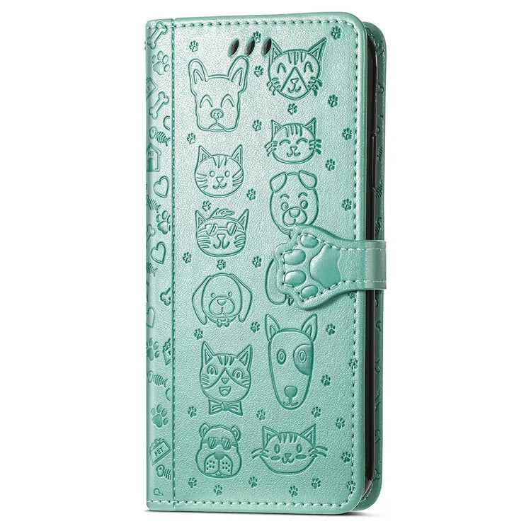 For Samsung Galaxy S24 FE Case Leather Wallet Flip Phone Cover Cute Cat Dog Pattern