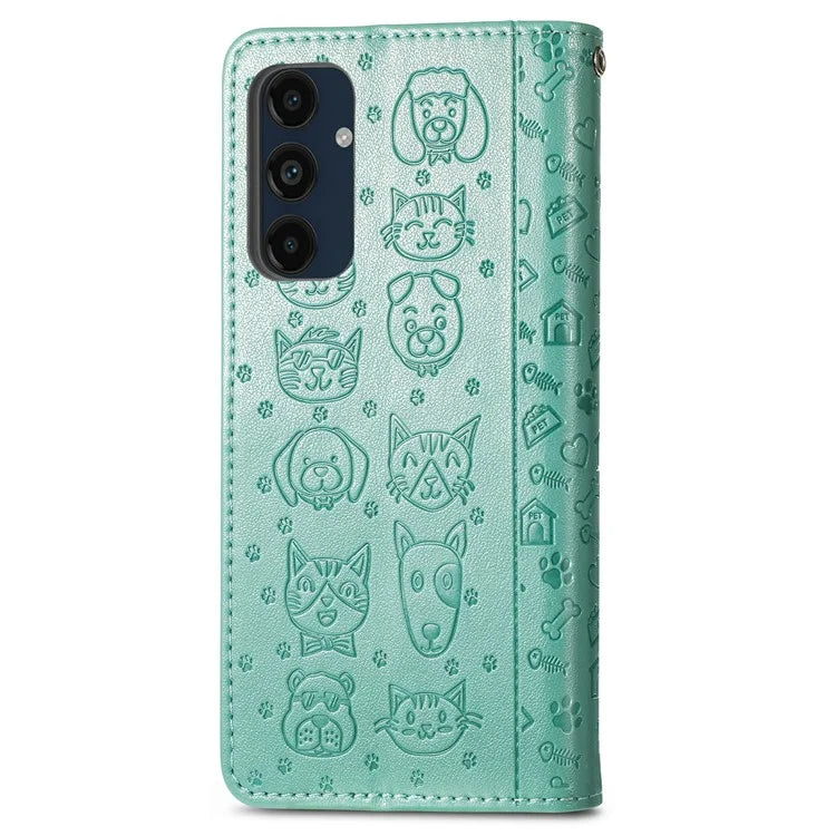 For Samsung Galaxy S24 FE Case Leather Wallet Flip Phone Cover Cute Cat Dog Pattern