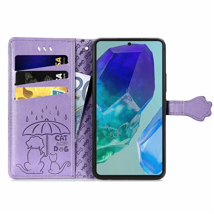 For Samsung Galaxy S24 FE Case Leather Wallet Flip Phone Cover Cute Cat Dog Pattern