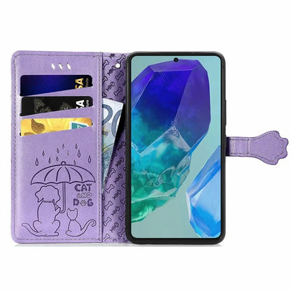 For Samsung Galaxy S24 FE Case Leather Wallet Flip Phone Cover Cute Cat Dog Pattern