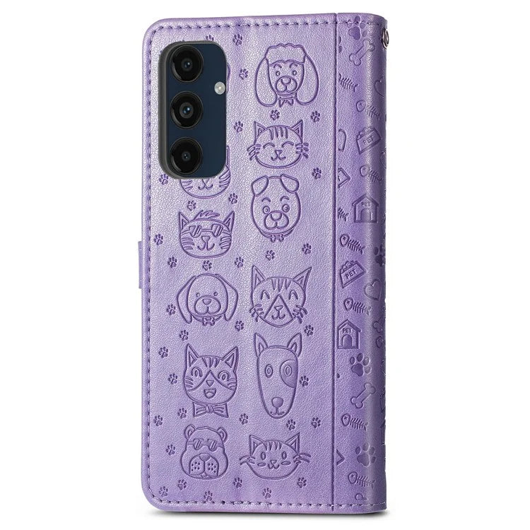 For Samsung Galaxy S24 FE Case Leather Wallet Flip Phone Cover Cute Cat Dog Pattern