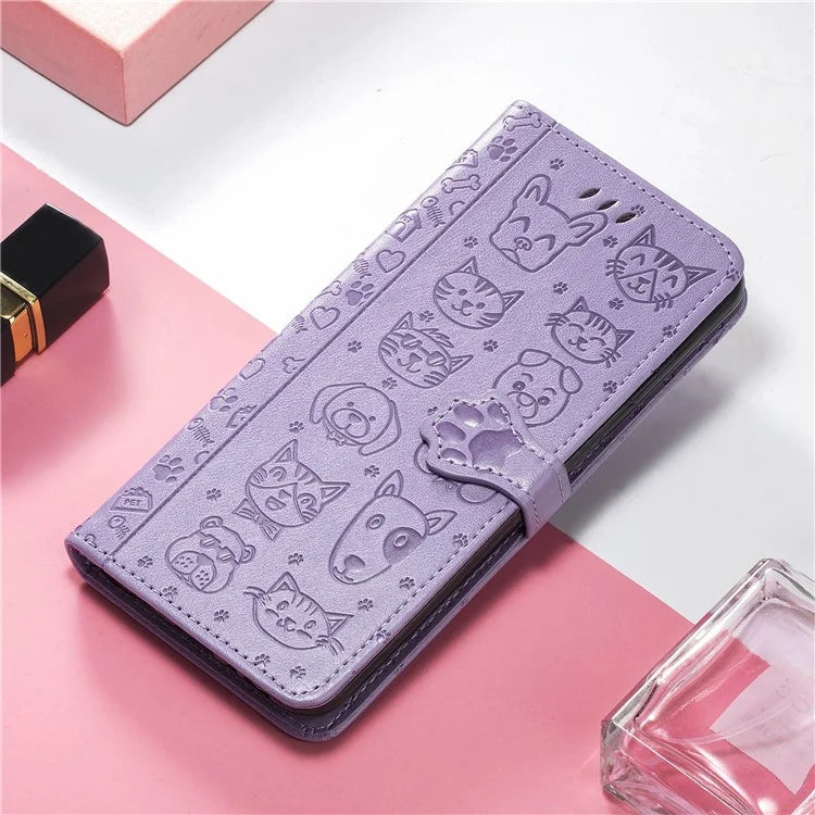 For Samsung Galaxy S24 FE Case Leather Wallet Flip Phone Cover Cute Cat Dog Pattern