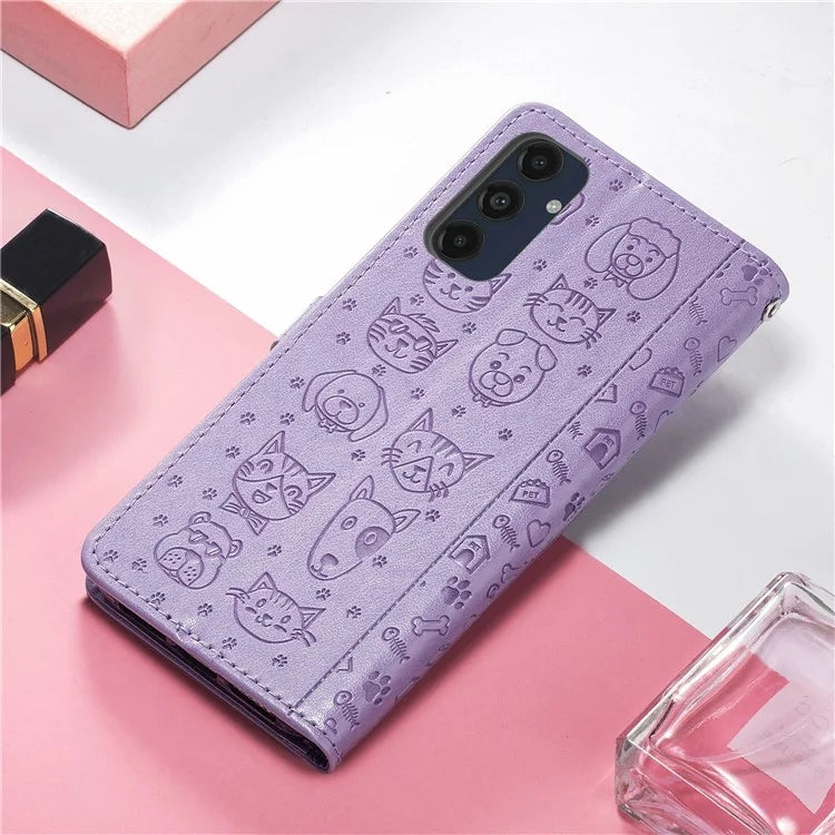 For Samsung Galaxy S24 FE Case Leather Wallet Flip Phone Cover Cute Cat Dog Pattern