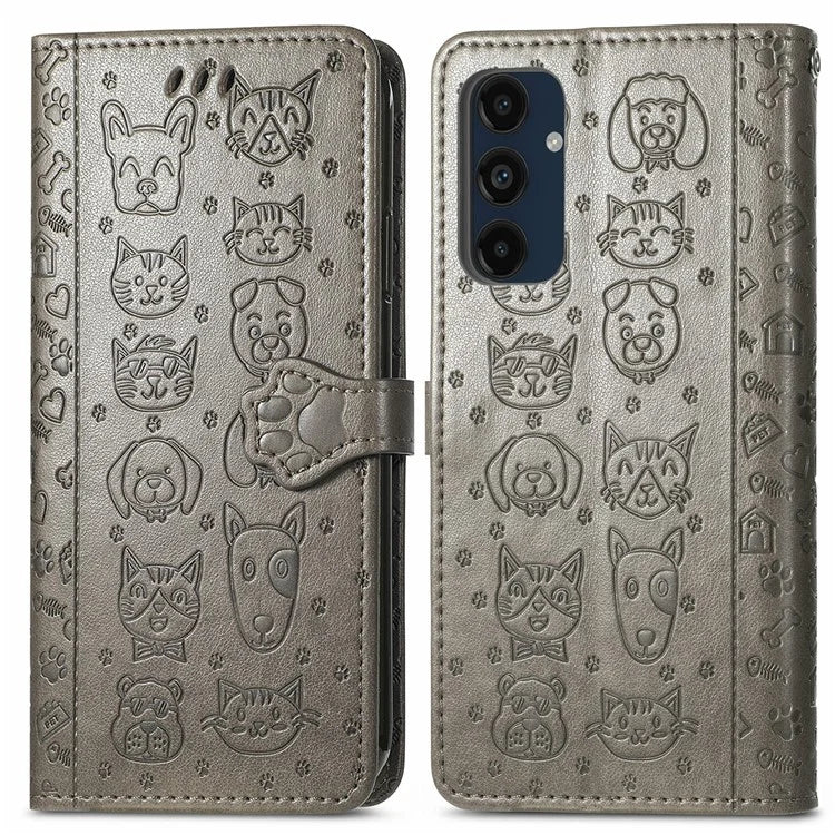 For Samsung Galaxy S24 FE Case Leather Wallet Flip Phone Cover Cute Cat Dog Pattern