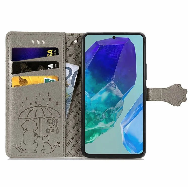 For Samsung Galaxy S24 FE Case Leather Wallet Flip Phone Cover Cute Cat Dog Pattern
