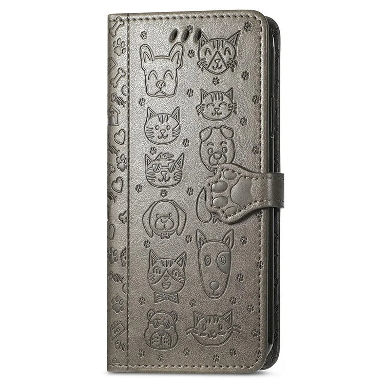 For Samsung Galaxy S24 FE Case Leather Wallet Flip Phone Cover Cute Cat Dog Pattern