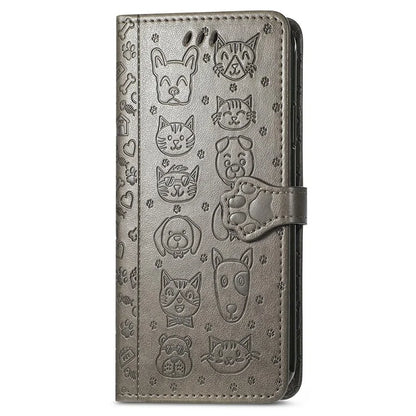 For Samsung Galaxy S24 FE Case Leather Wallet Flip Phone Cover Cute Cat Dog Pattern