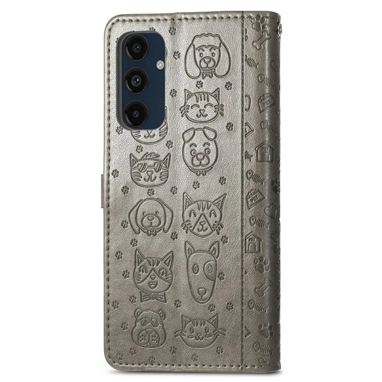 For Samsung Galaxy S24 FE Case Leather Wallet Flip Phone Cover Cute Cat Dog Pattern