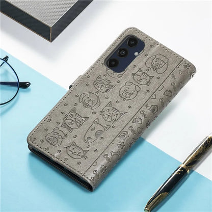 For Samsung Galaxy S24 FE Case Leather Wallet Flip Phone Cover Cute Cat Dog Pattern