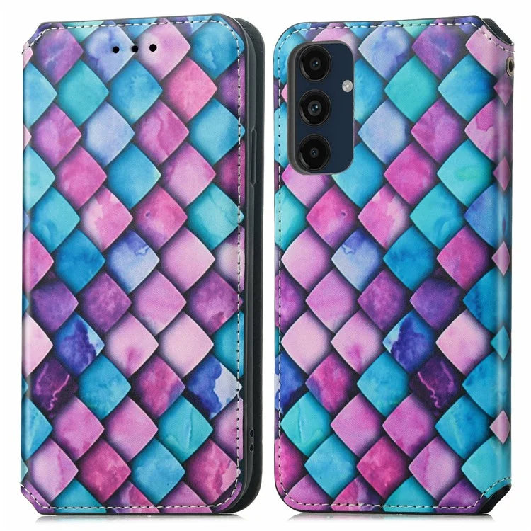 CASENEO 001 Series for Samsung Galaxy S24 FE Case RFID Blocking Wallet Leather Cover Pattern Print
