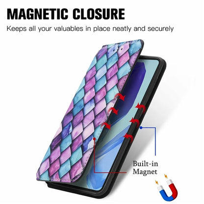 CASENEO 001 Series for Samsung Galaxy S24 FE Case RFID Blocking Wallet Leather Cover Pattern Print