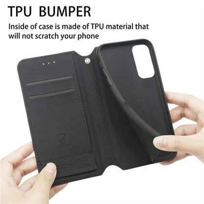CASENEO 001 Series for Samsung Galaxy S24 FE Case RFID Blocking Wallet Leather Cover Pattern Print