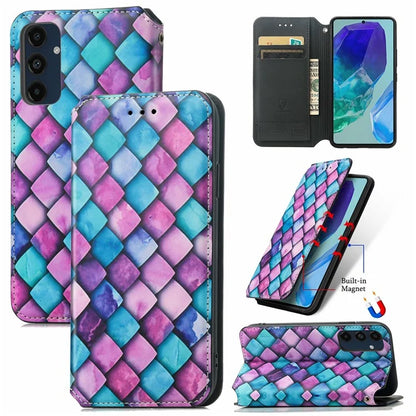 CASENEO 001 Series for Samsung Galaxy S24 FE Case RFID Blocking Wallet Leather Cover Pattern Print