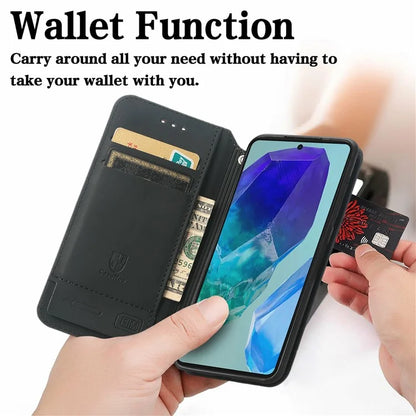 CASENEO 001 Series for Samsung Galaxy S24 FE Case RFID Blocking Wallet Leather Cover Pattern Print