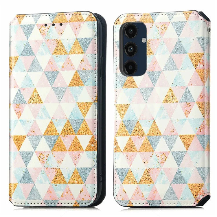 CASENEO 001 Series for Samsung Galaxy S24 FE Case RFID Blocking Wallet Leather Cover Pattern Print