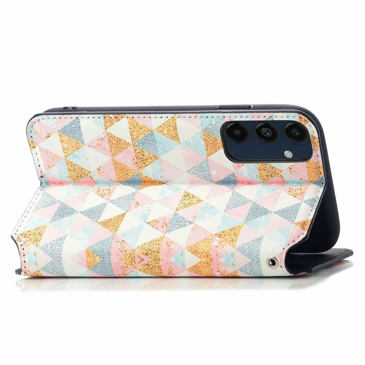 CASENEO 001 Series for Samsung Galaxy S24 FE Case RFID Blocking Wallet Leather Cover Pattern Print