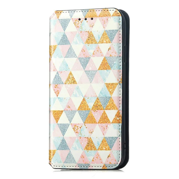 CASENEO 001 Series for Samsung Galaxy S24 FE Case RFID Blocking Wallet Leather Cover Pattern Print