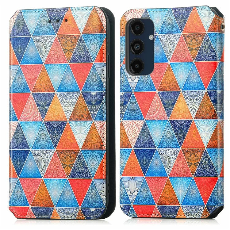 CASENEO 001 Series for Samsung Galaxy S24 FE Case RFID Blocking Wallet Leather Cover Pattern Print